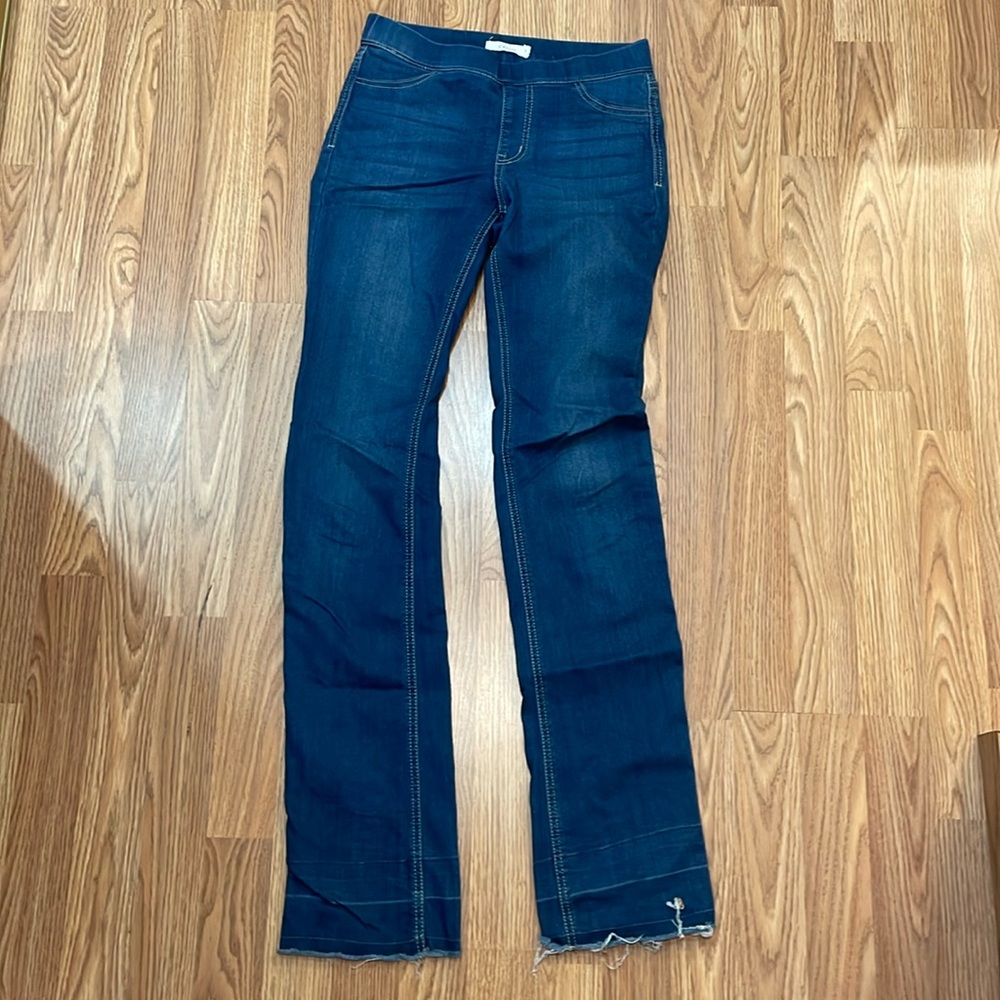 33” inseam size small stretch waistband jeans cello medium blue wash